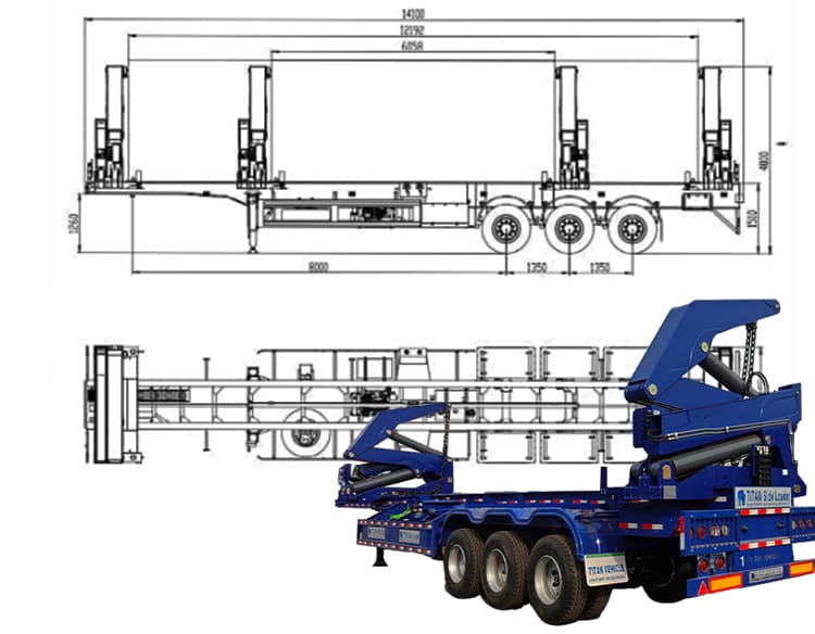 Camion Grue Porte Conteneur Semi Remorque Conteneur