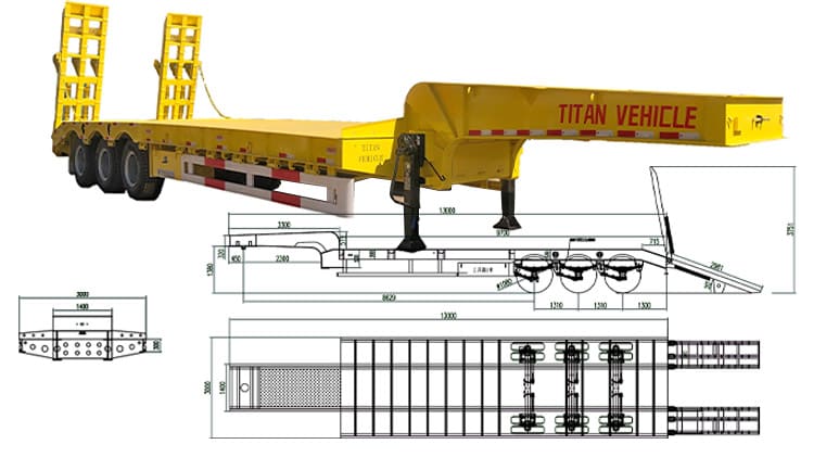 Remorque surbaissée 3 essieux à vendre