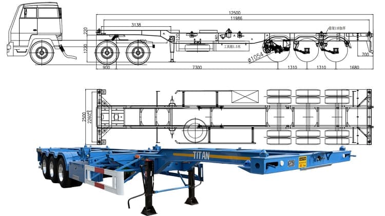 Remorque porte-conteneurs 3 essieux à vendre