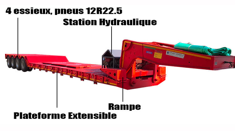 Semi Remorque Extra Surbaissée 4 Essieux 100 Tonnes à Vendre en Côte d'Ivoire