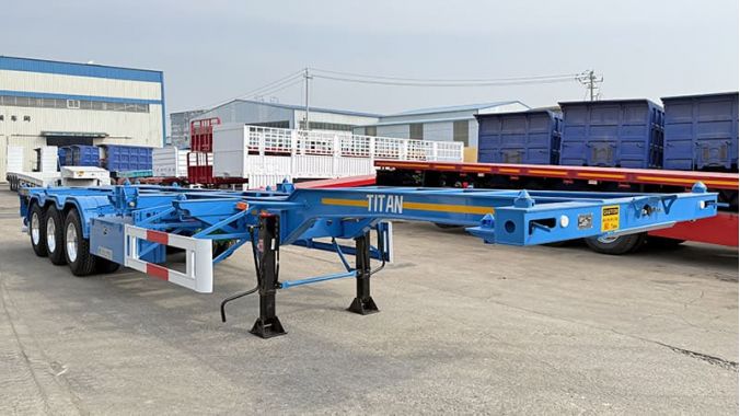 Remorque porte-conteneurs 3 essieux